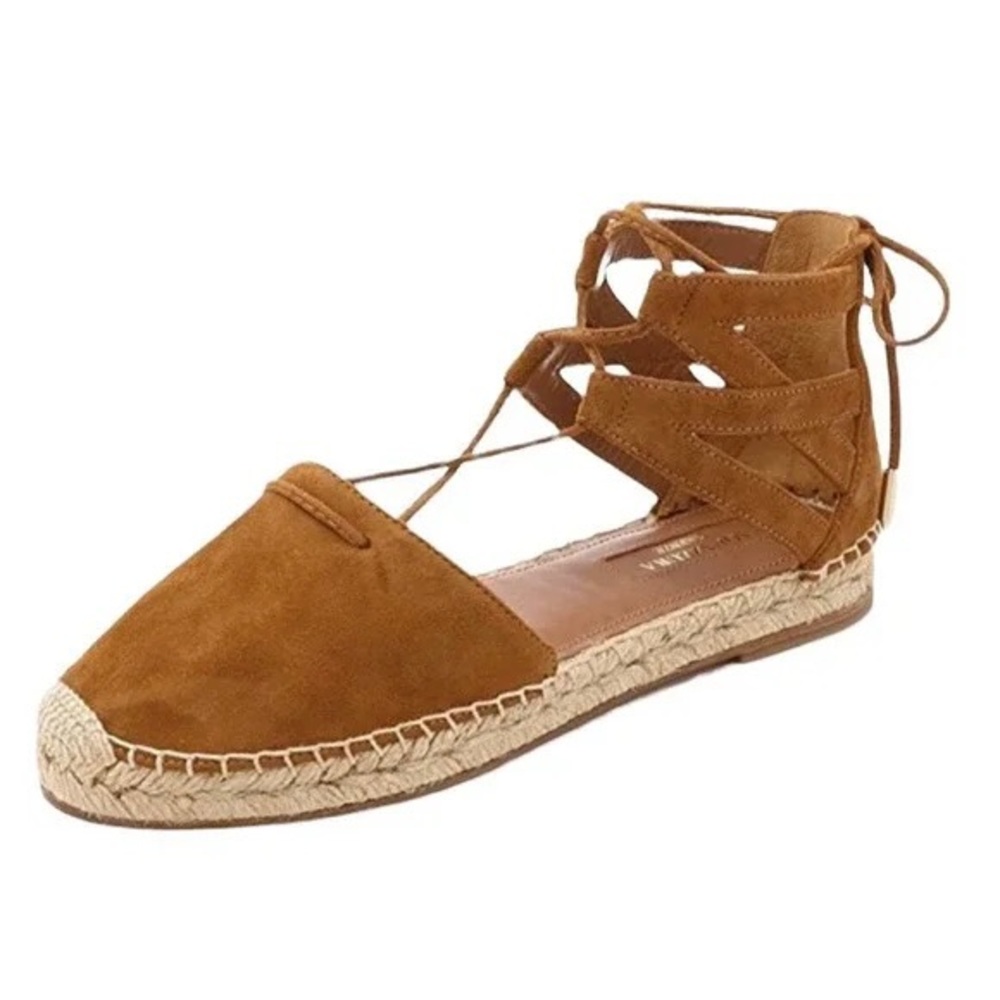 AQUAZURRA Belgravia Espadrilles Sude Flat Sandals - Brown Size 39